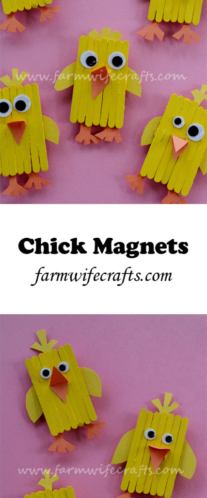 Popsicle Stick Chick Magnets - The Farmwife Crafts