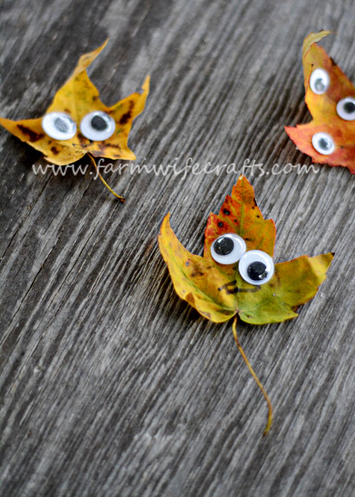 Googly Eye Leaf Creatures - The Farmwife Crafts